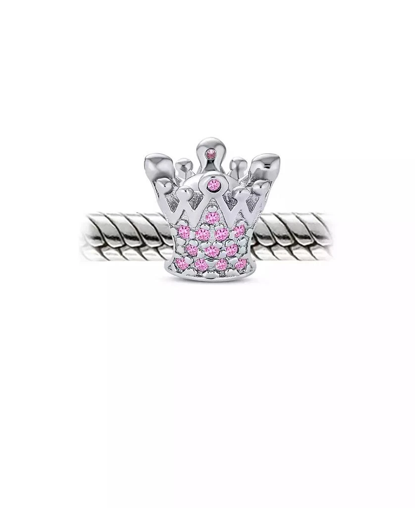 Bling Jewelry Princess Queen Crown Pink Fuchsia Crystal Bead Charm European Bracelet 2