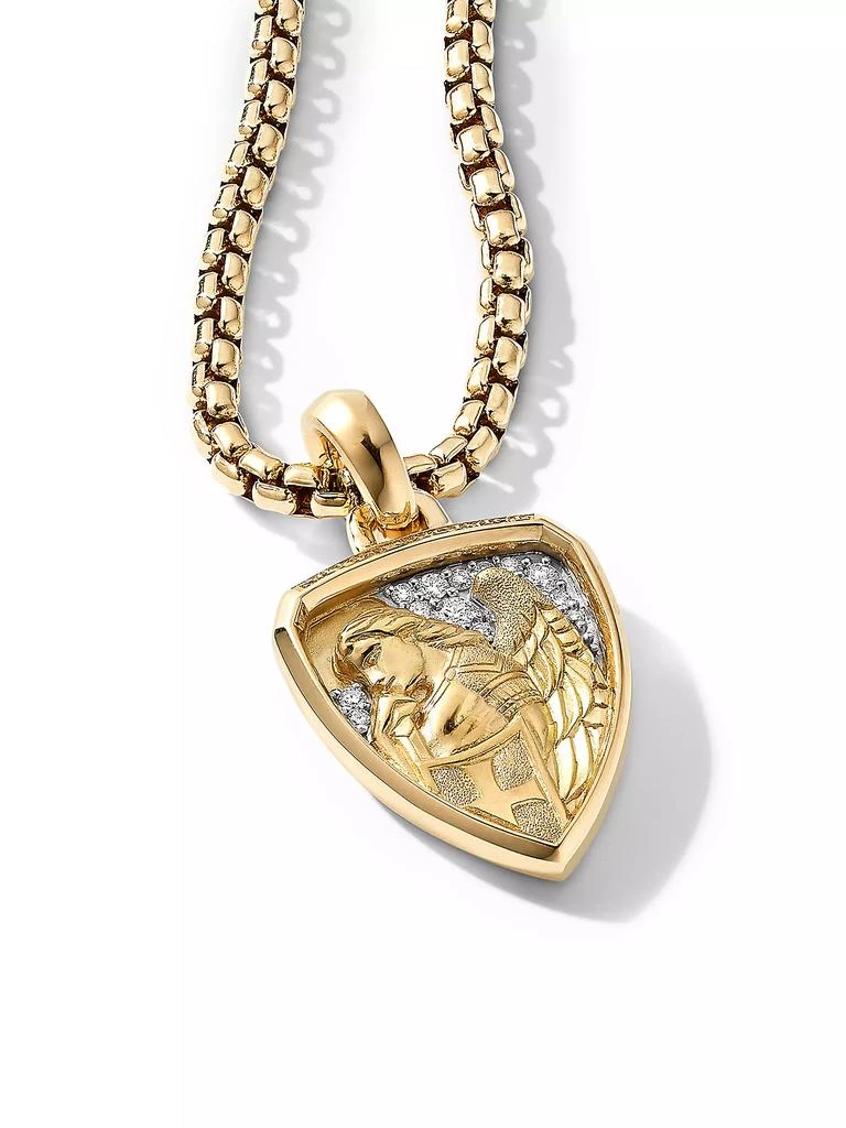 David Yurman St. Michael Amulet in 18K Yellow Gold with Diamonds, 27.5MM 3