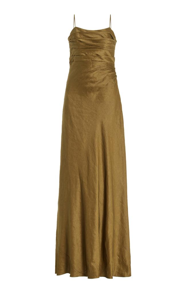 Aje Aje - Clarice Draped Linen-Blend Maxi Dress - Green - AU 6 - Moda Operandi