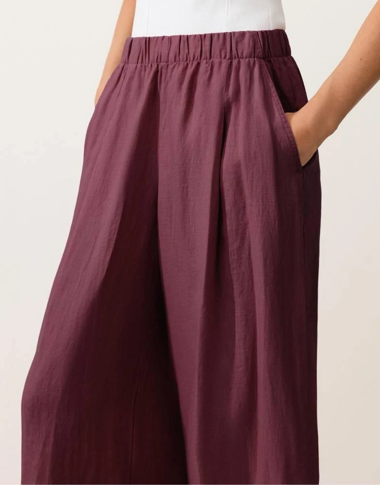 OYSHO OYSHO 100% linen wide leg trousers in purple 4