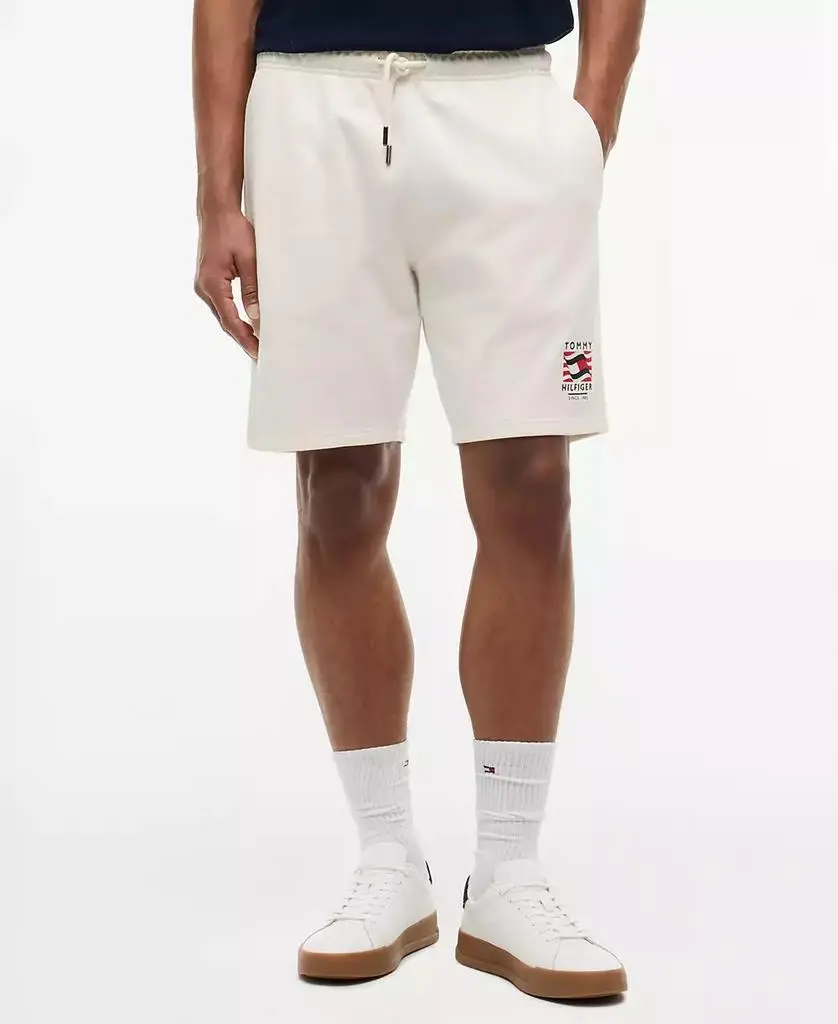 Tommy Hilfiger Men's Red,White, and Blue 10" Box Flag Drawstring Shorts