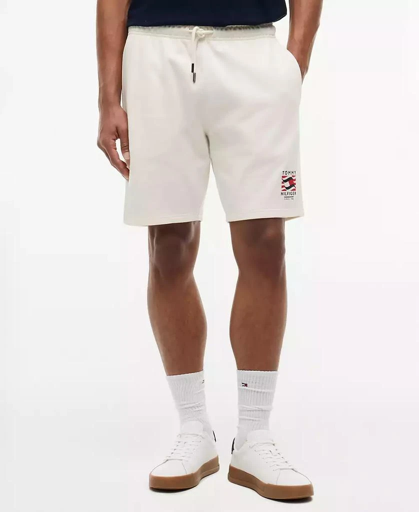 Tommy Hilfiger Men's Red,White, and Blue 10" Box Flag Drawstring Shorts