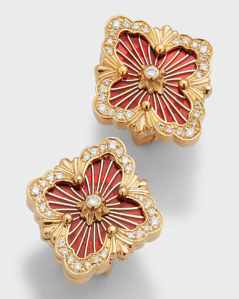Buccellati Opera Tulle 18K Gold Red Enamel Diamond Earrings 3