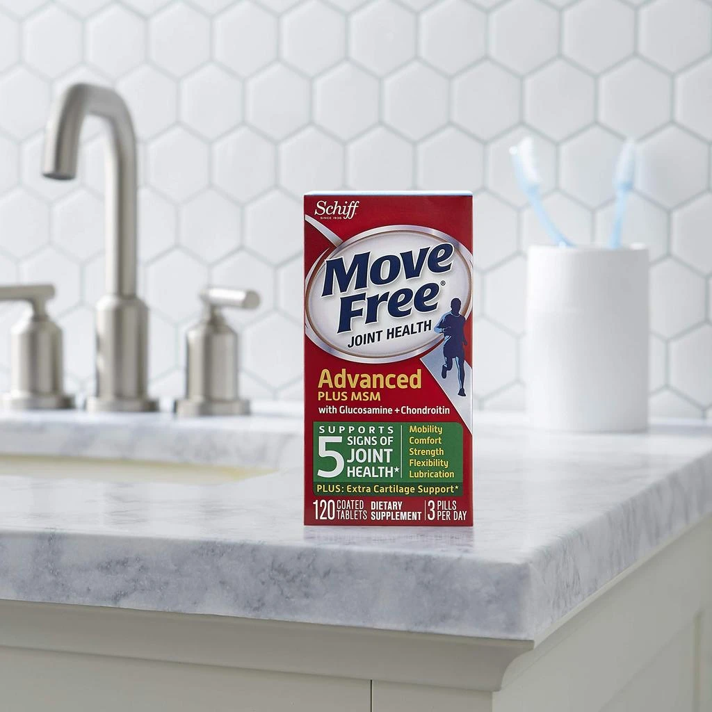 Move Free Move Free Advanced Glucosamine Chondroitin MSM Joint Support Supplement, Supports Mobility Comfort Strength Flexibility 
Bone - 120 Count (Pack of 3) 16