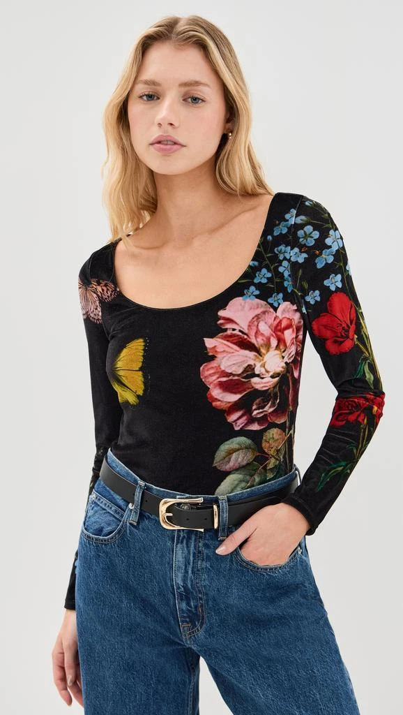 Alice + Olivia Delania Velvet Scoop Neck Top 1
