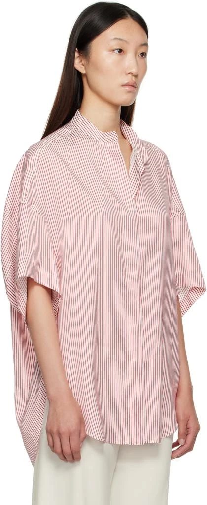 Stella McCartney Red 
White Striped Short Sleeve Shirt 2