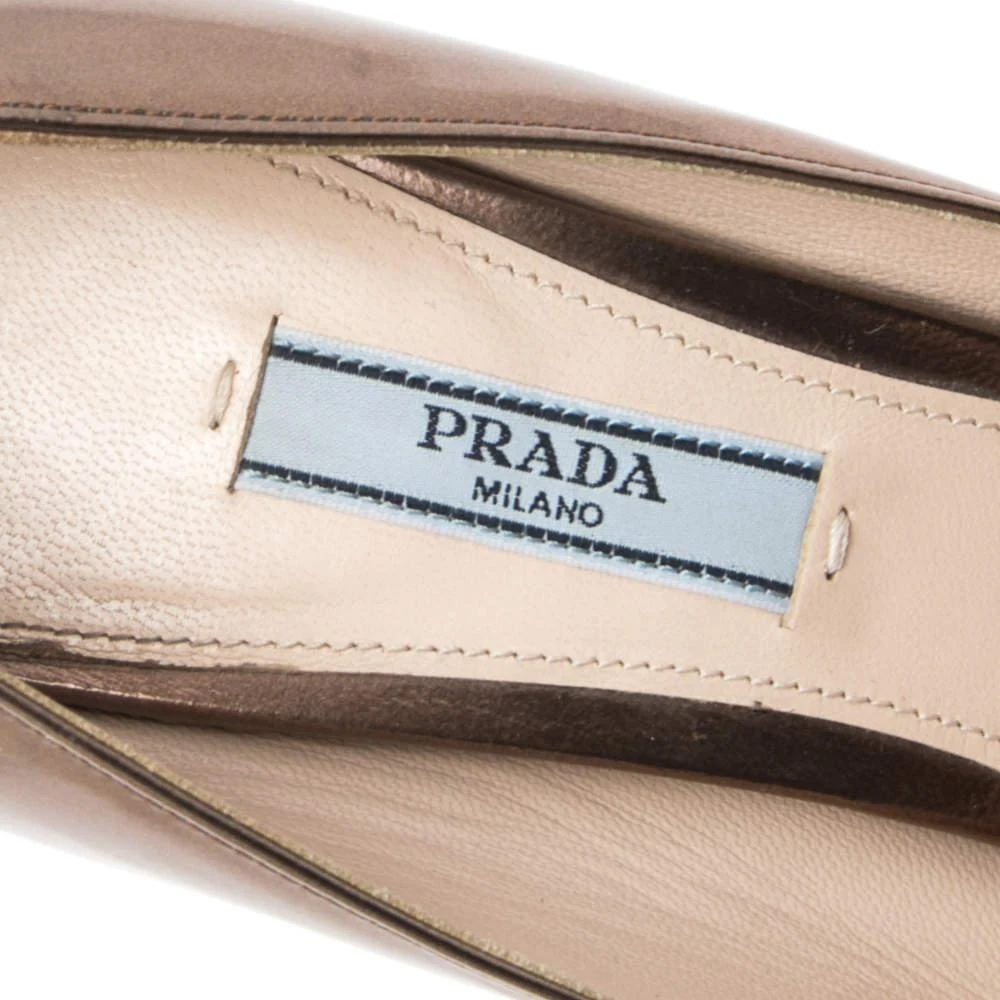 Prada Prada Metallic Bronze Leather Platform Pumps Size 38.5 7