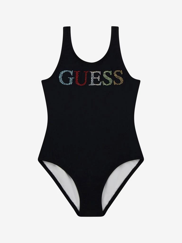 GUESS Girls Logo Swimsuit in Black 1