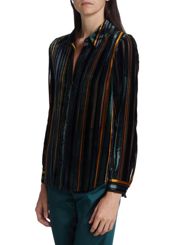 L'Agence Laurent Striped Velvet Shirt 3