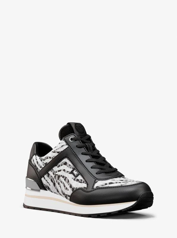 Michael Kors Maddy Zebra Print Signature Logo Trainer 1