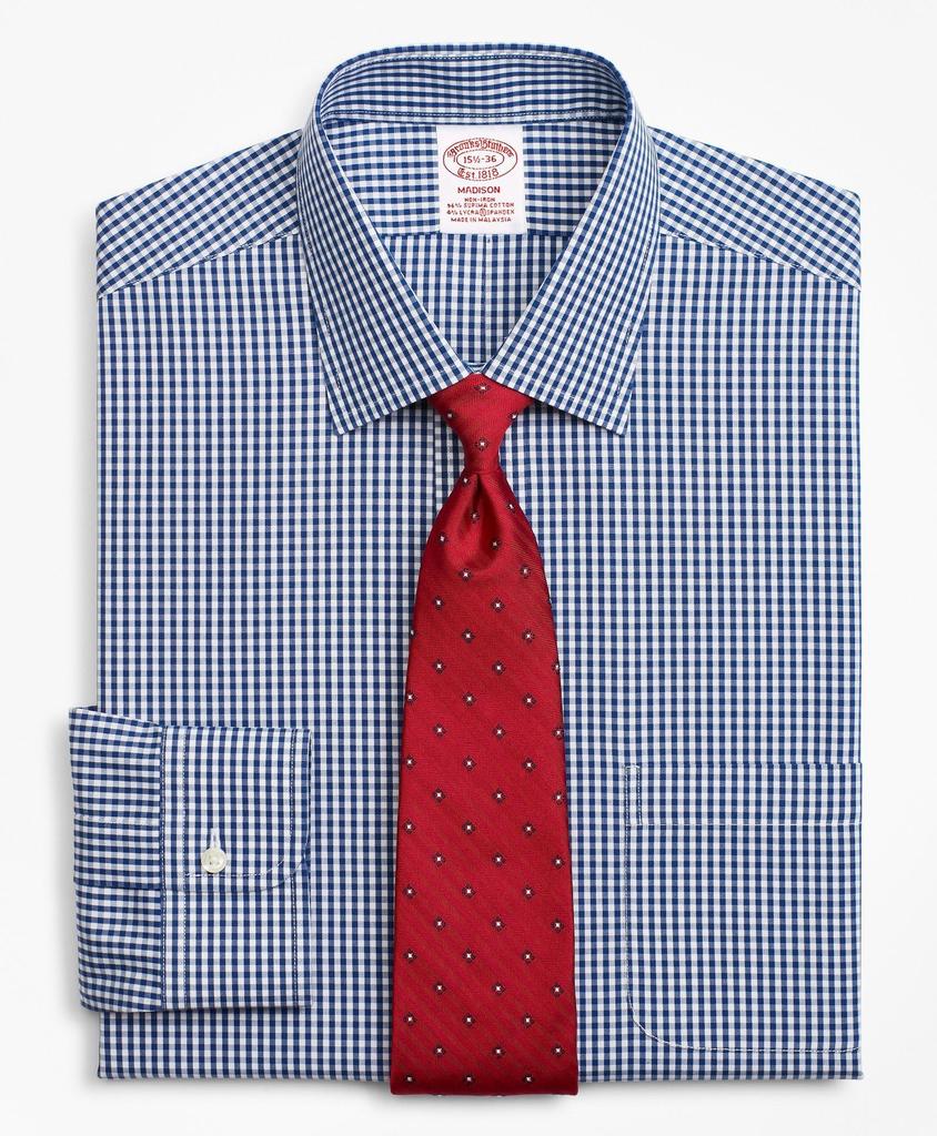 Brooks Brothers Stretch Madison Relaxed-Fit Dress Shirt, Non-Iron Gingham