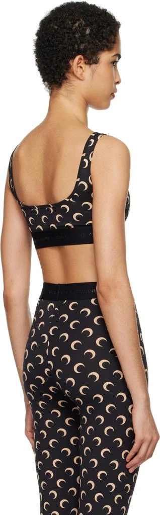 MARINE SERRE Black 
Beige Moon Printed Jersey Sport Bra 3