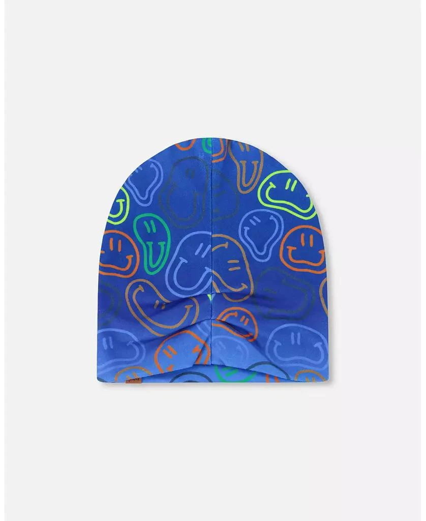 Deux par Deux Boy Stretch Jersey Beanie Printed Smileys - Toddler|Child 4