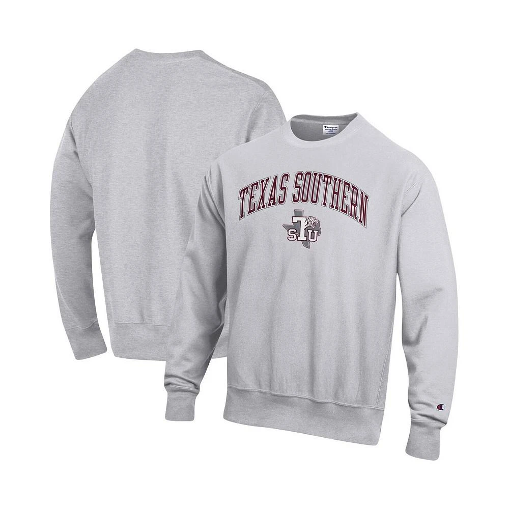 Champion Men's Heathered Gray Texas Southern Tigers Arch Over Logo Reverse Weave Pullover Sweatshirt 1