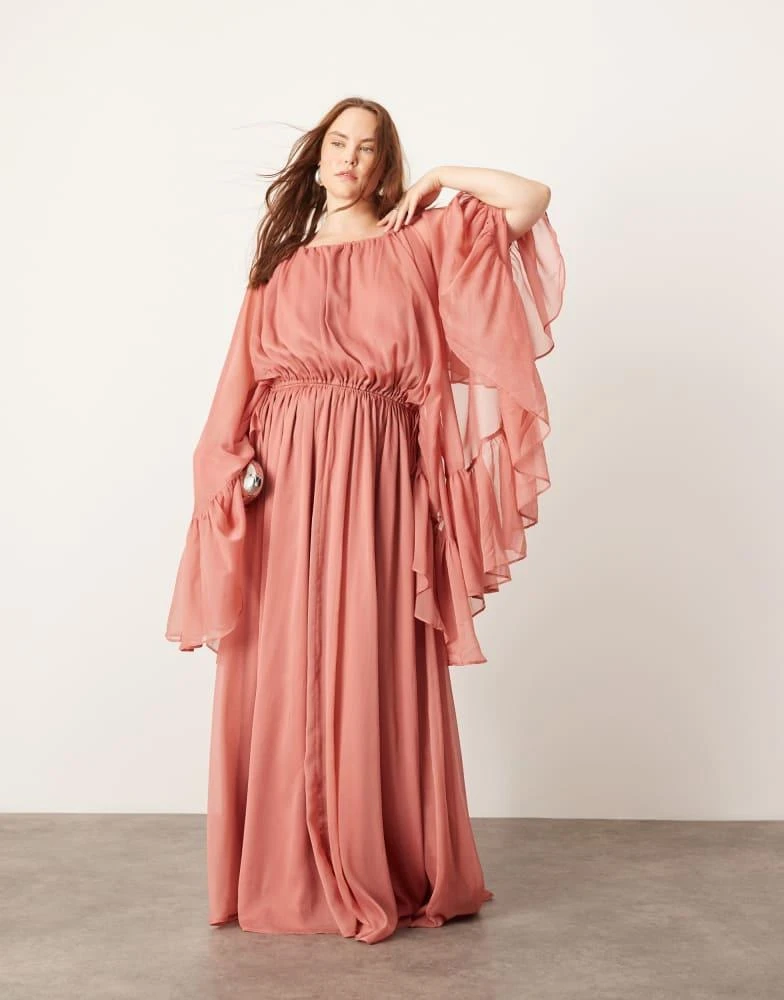 asos pink chiffon dress ASOS Design Chiffon Trapeze Maxi Dress in soft Pink