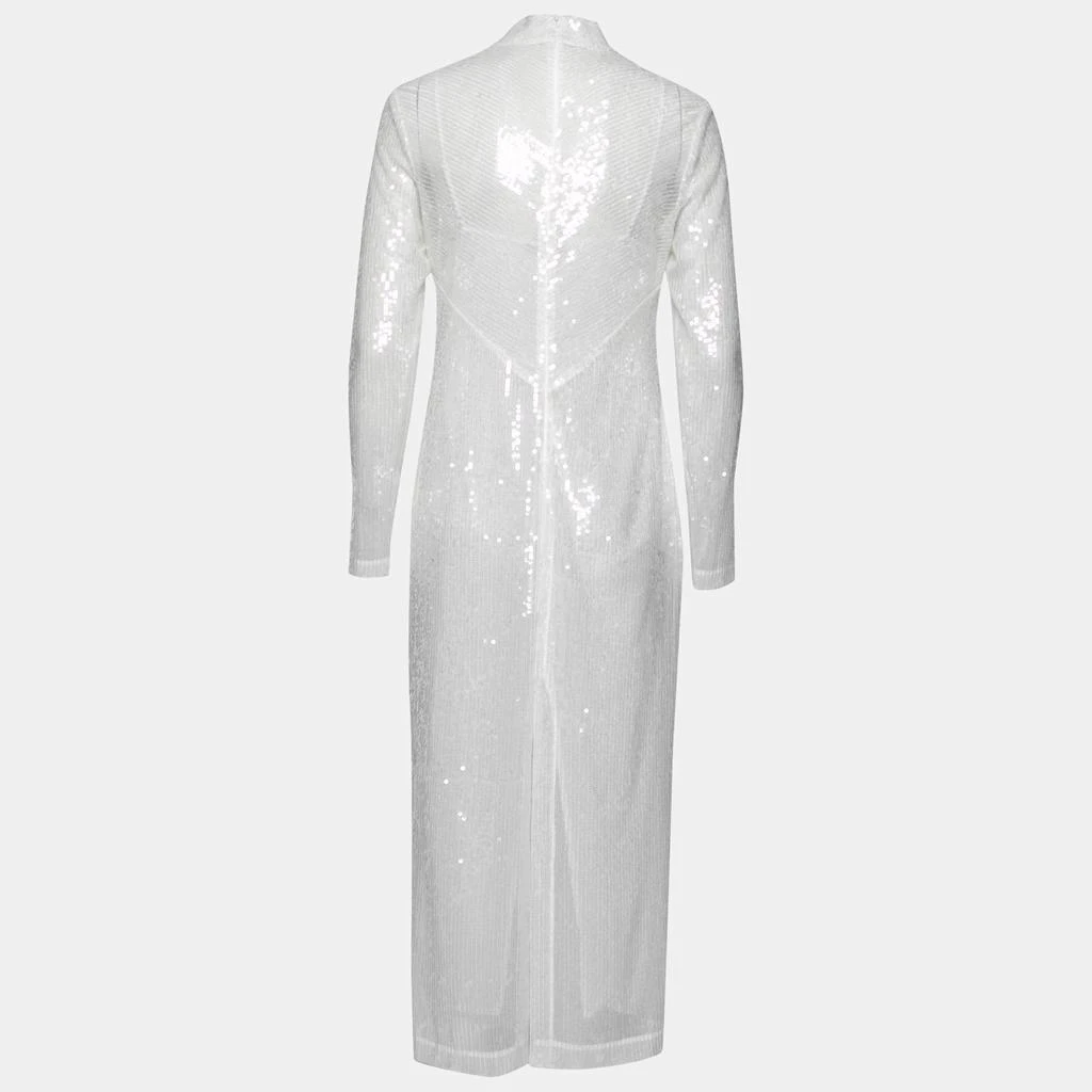 Staud Staud White Sequin Embellished Long Sleeve Midi Dress M 2