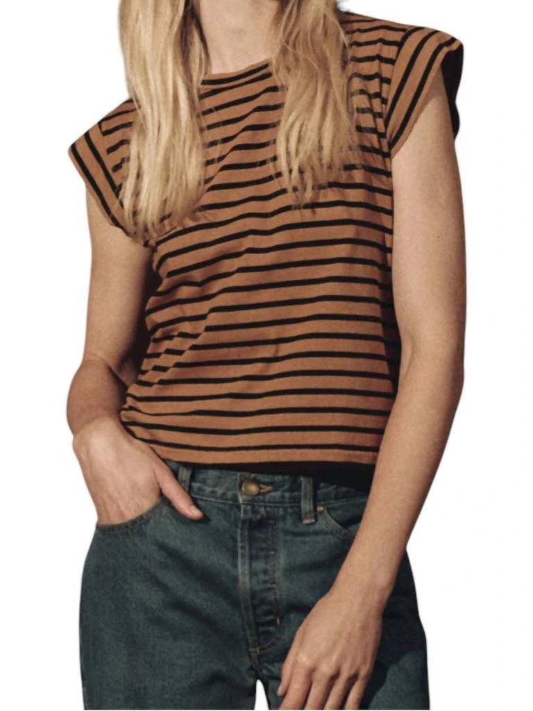 The Great The Peak Tee In Over Dyed Suntan Gondola Stripe 2