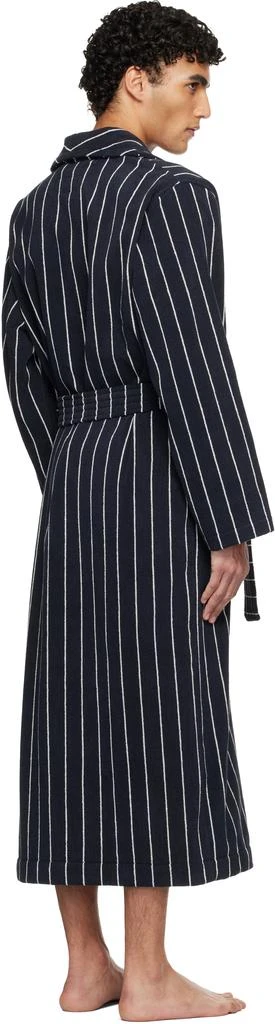 Tekla Navy 
White Terry Classic Bathrobe 3