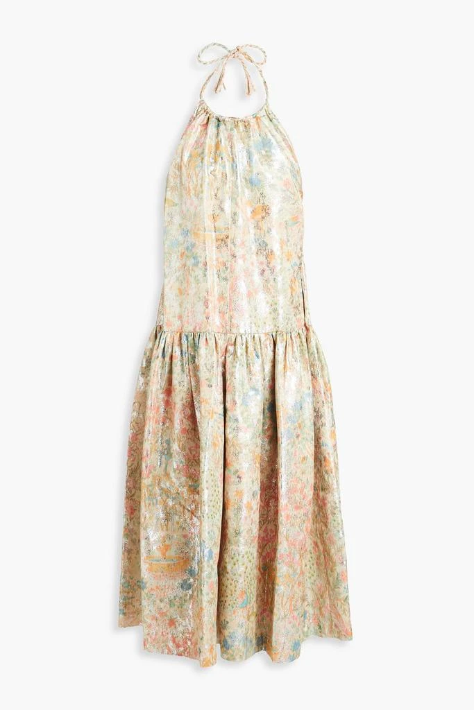 Ulla Johnson Tyra floral-print metallic fil coupé halterneck maxi dress 1