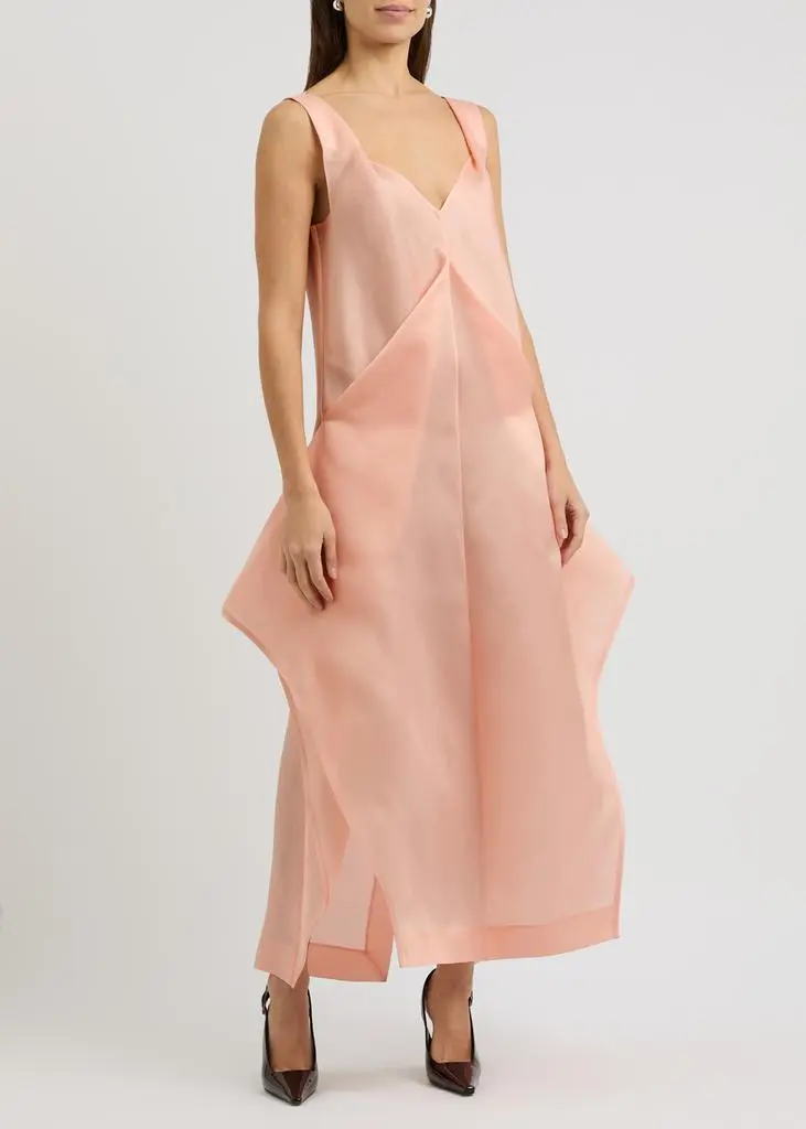 Khaite Kenith folded silk-gazer maxi dress 2