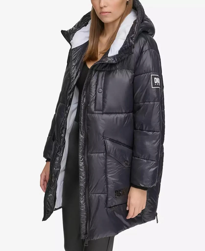 DKNY Women's Wet Shine Hooded Puffer Jacket 3