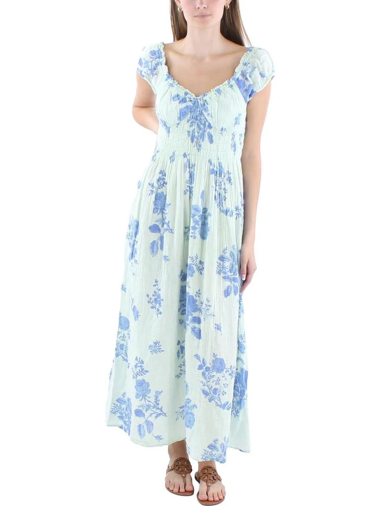 Free People Womens Floral Print Cotton Midi Dress 1