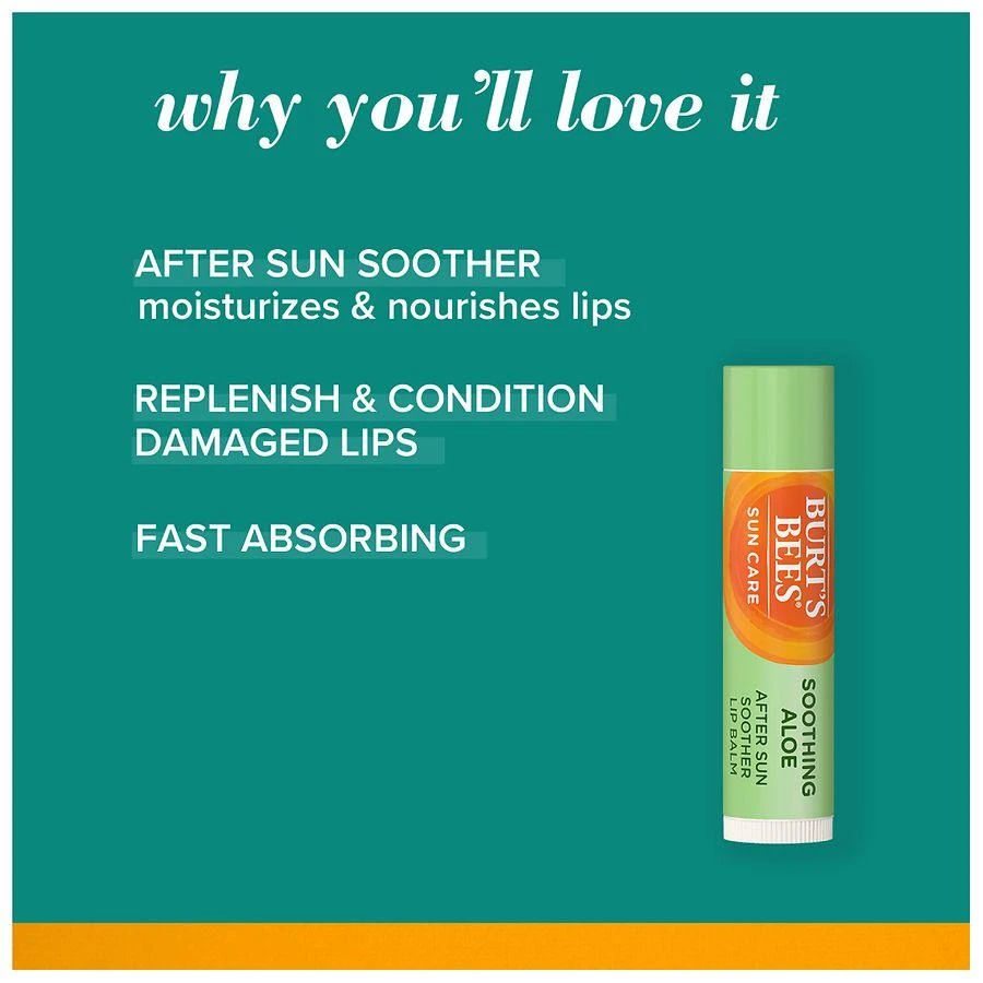 Burt's Bees Sun Care Lip Balm, After Sun Soother, 100% Natural Origin Soothing Aloe 6