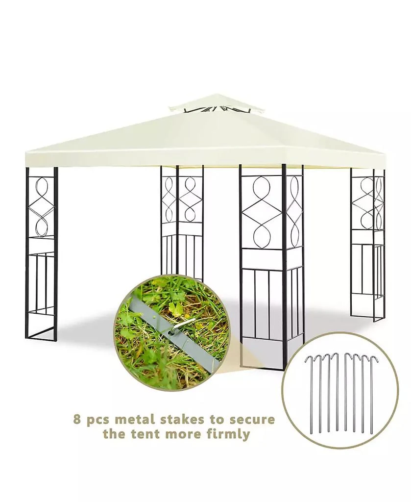 Costway 2 Tier 10'x10' Patio Gazebo Canopy Tent Steel Frame Shelter Awning 10
