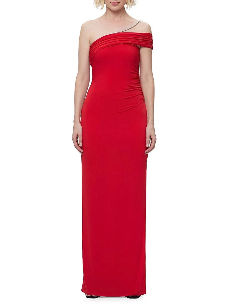 Herve Leger One-Shoulder Crystal-Trim Gown 2
