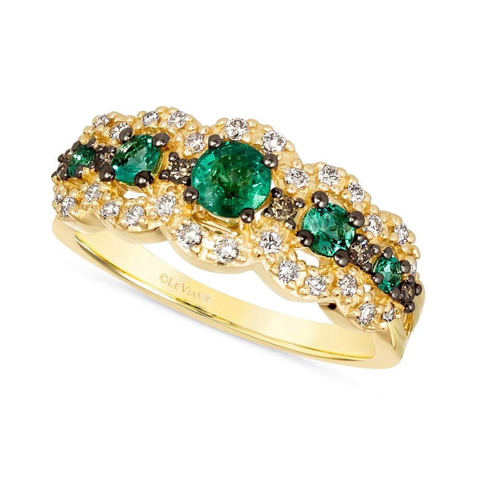 Le Vian Costa Smeralda Emeralds (3/8 ct. t.w.) & Diamond (1/3 ct. t.w.) Scalloped Ring in 14k Gold