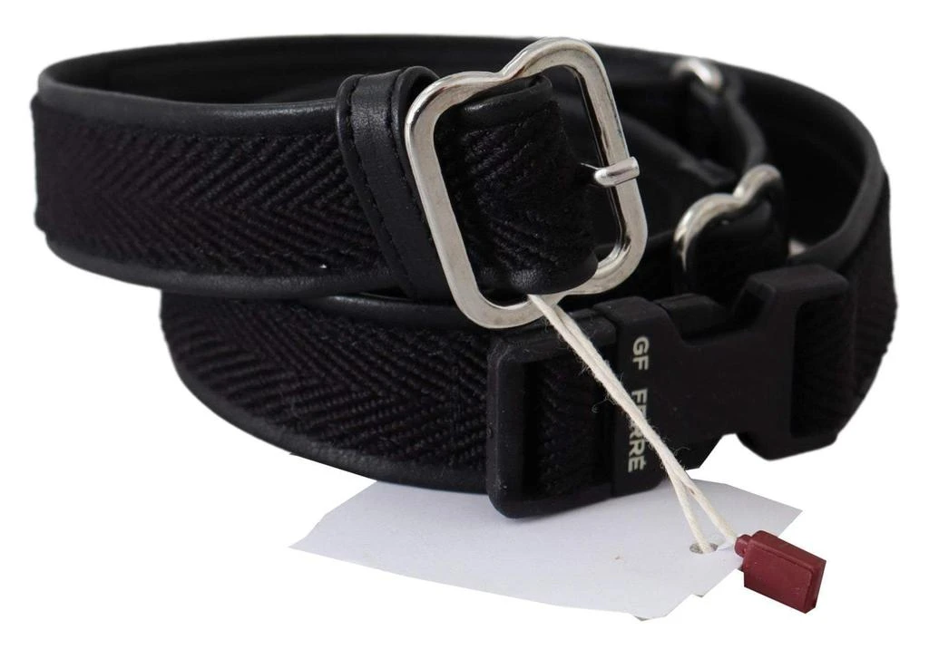 GF Ferre GF Ferre Black Leather Silver Chrome Metal Buckle Belt 2