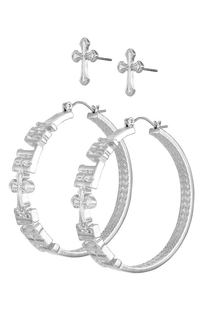 True Religion Cross Studs 
Logo Hoop Earrings