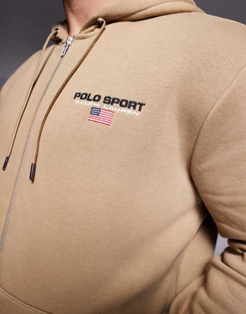 Ralph Lauren Polo Ralph Lauren Sports Capsule logo zip up hoodie in tan 4