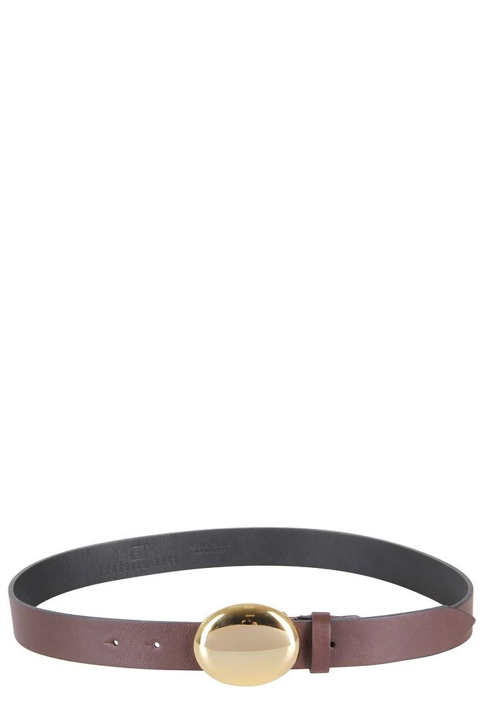 FEDERICA TOSI Slim Leather Belt With Oval Gold Buckle