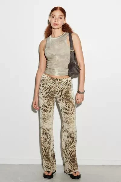 Urban Outfitters UO Leopard Print Straight-Leg Trouser Pant 2