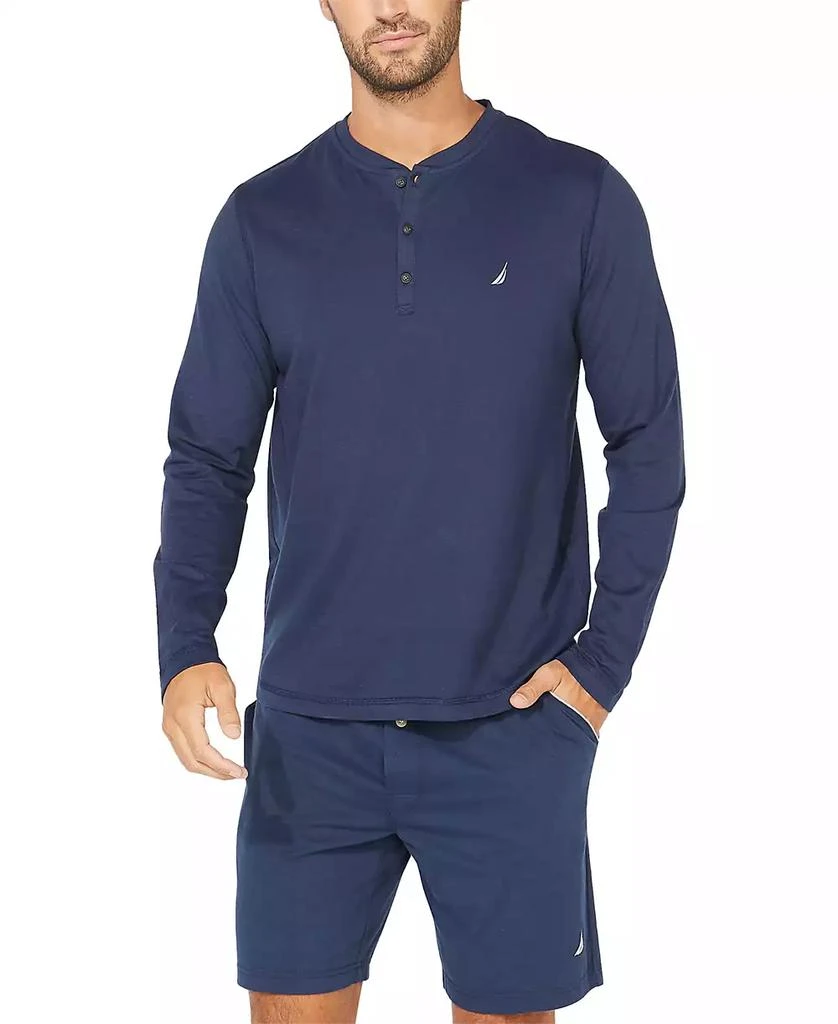 Nautica Men's Soft, Breathable Long Sleeve Henley Pajama Shirt 2