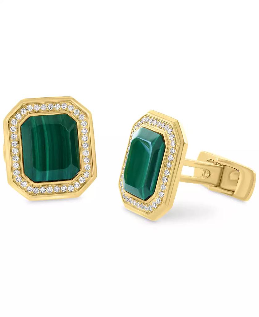Effy EFFY® Men
s Malachite 
Diamond (3/8 ct. t.w.) Octagon Cufflinks in Gold-Plated Sterling Silver