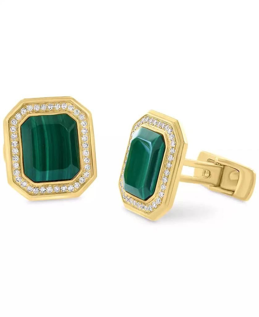 Effy EFFY® Men
s Malachite 
Diamond (3/8 ct. t.w.) Octagon Cufflinks in Gold-Plated Sterling Silver 1