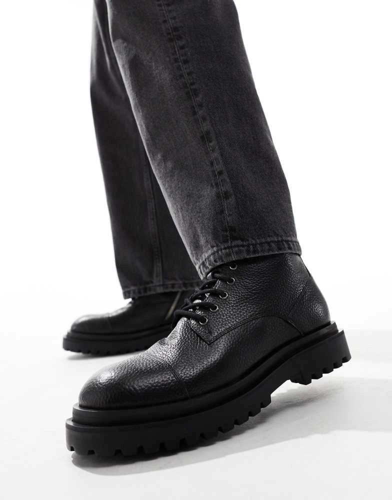WALK LONDON Walk London Sully toe-cap boot in black grain leather 1
