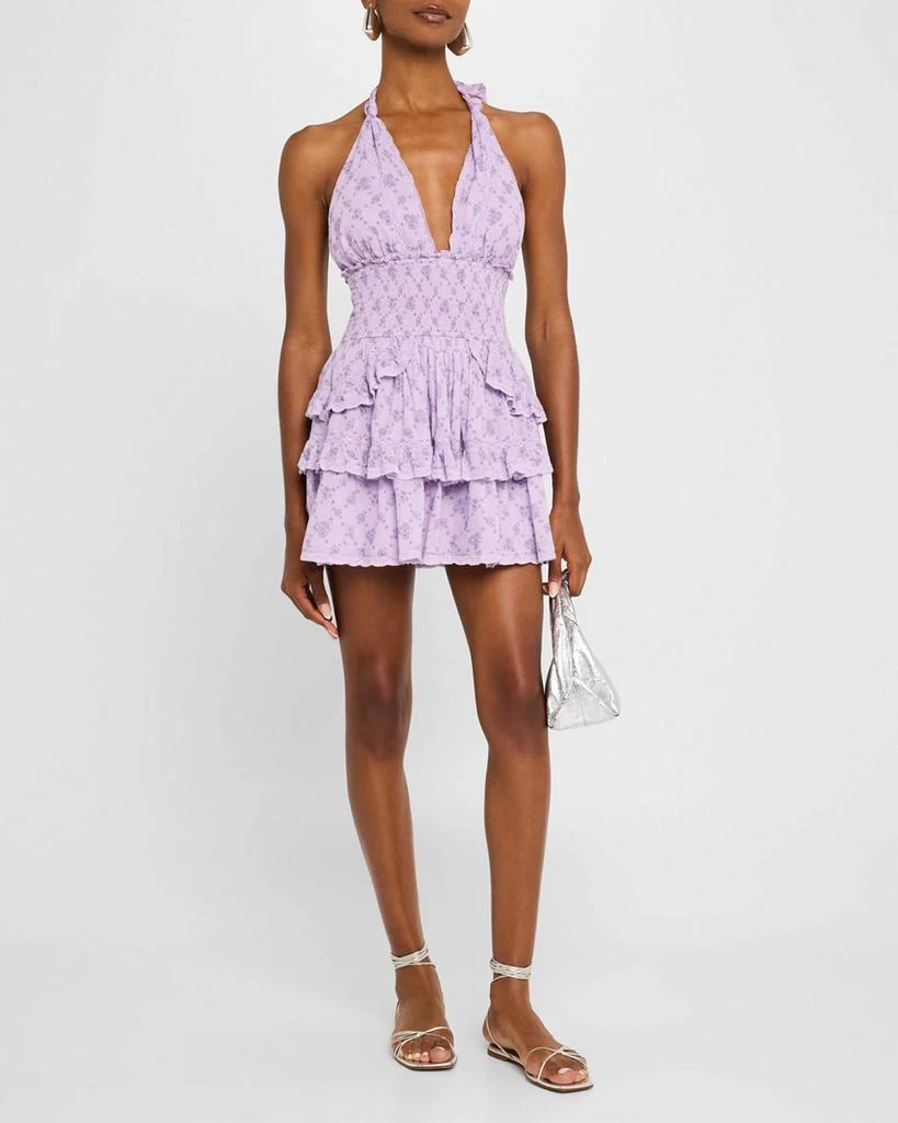 LOVESHACKFANCY Deanna Lilac Dreams Halter Mini Dress 4