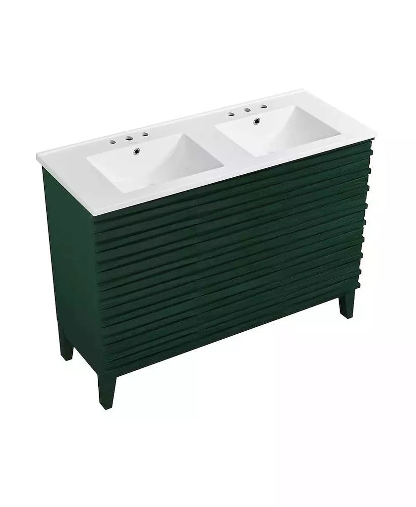 Swiss Madison 48" Freestanding Bathroom Vanity, 3-Hole Widespread Double Basin Sink Top 3