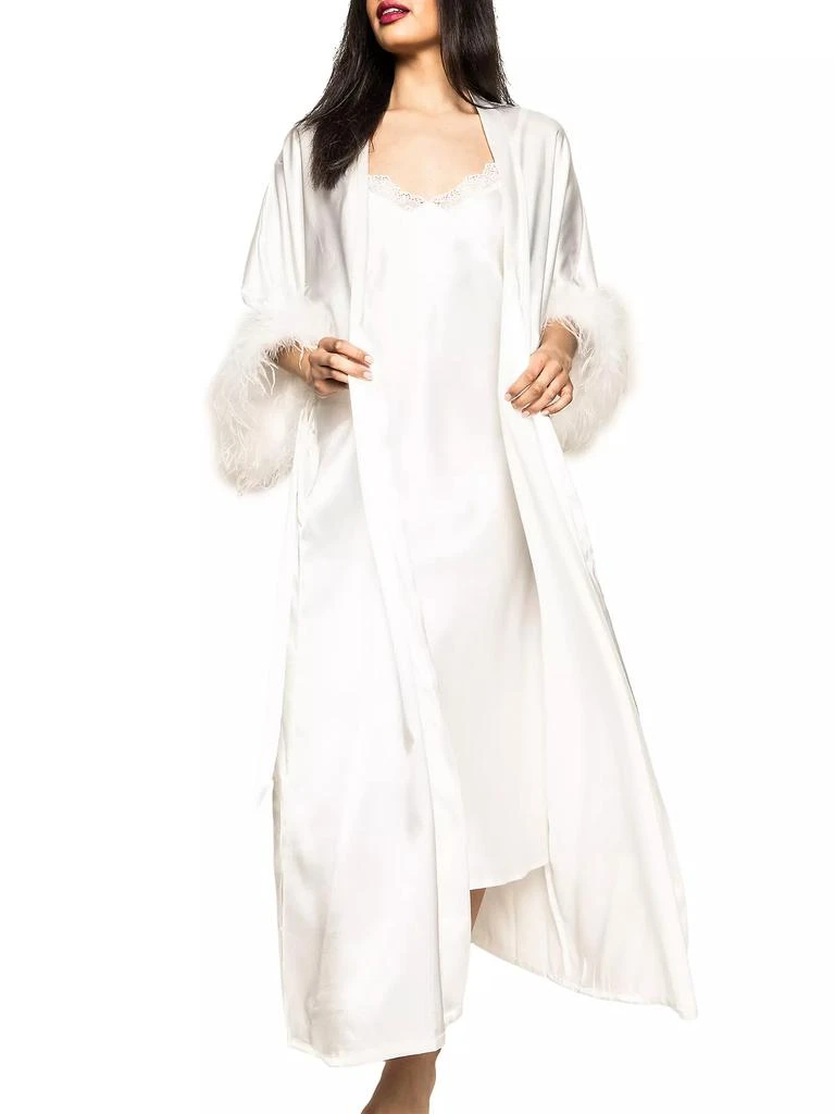 Petite Plume Feather-Trim Silk Robe 2
