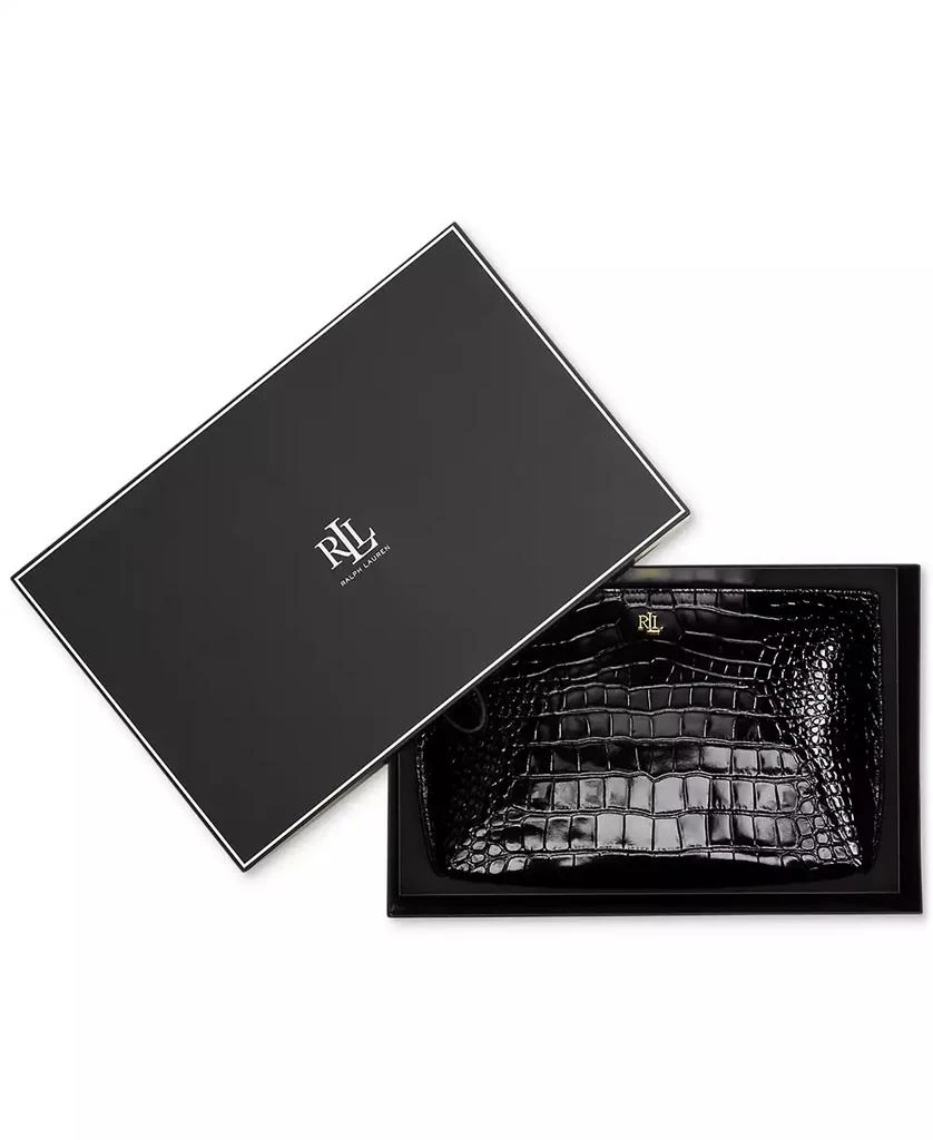 Ralph Lauren Crocodile-Embossed Leather Zipper Pouch 2