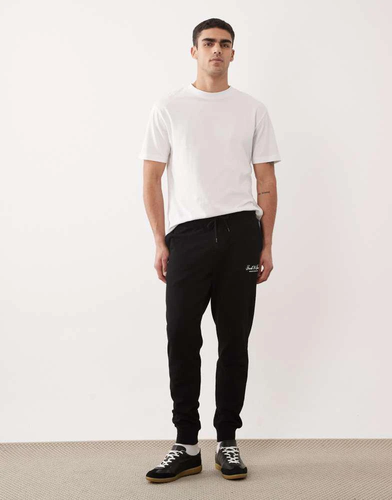 Jack & Jones Jack & Jones straight fit cuffed jogger with logo in in black