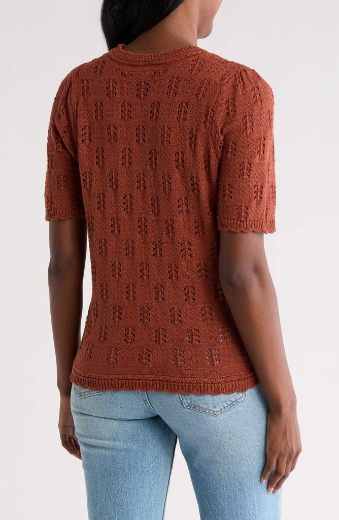 DR2 by Daniel Rainn Scalloped Short Sleeve Pointelle Knit Sweater 2