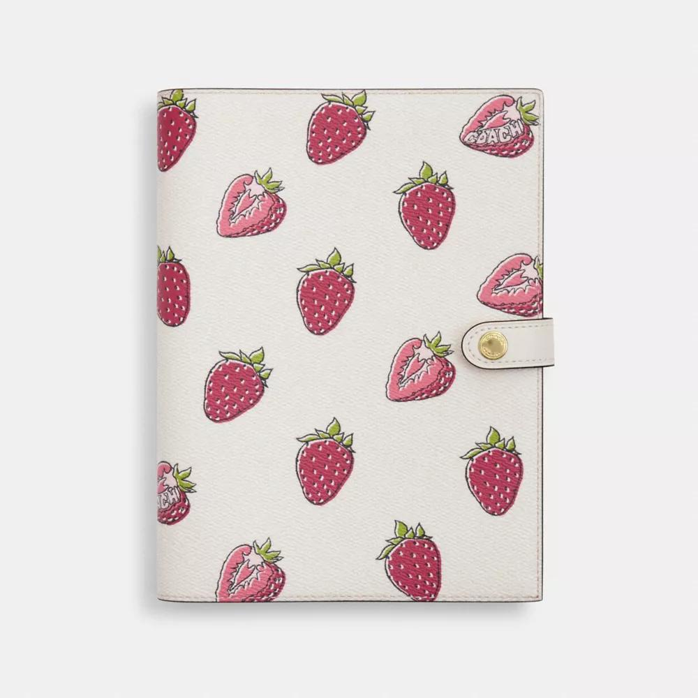 Coach Notebook With Strawberry Print