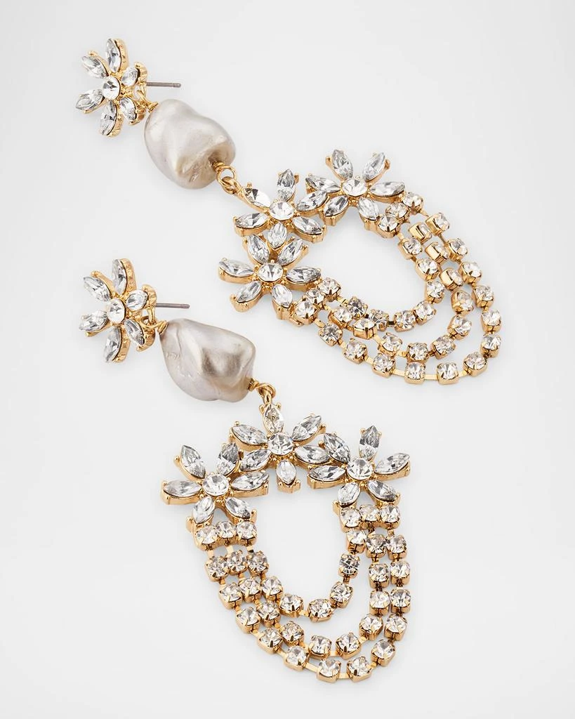 Devon Leigh Pearl Crystal Flower Statement Post Earrings 3