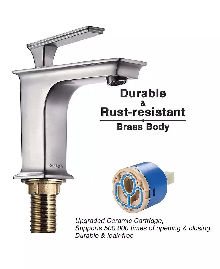 Yescom Aquaterior Undermount Sink Cold 
Hot Water Simple 1 Hole Bathroom Square Faucet 4