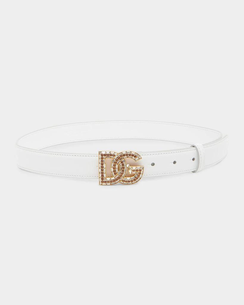 Dolce 
Gabbana Rhinestone DG Logo Calfskin Belt