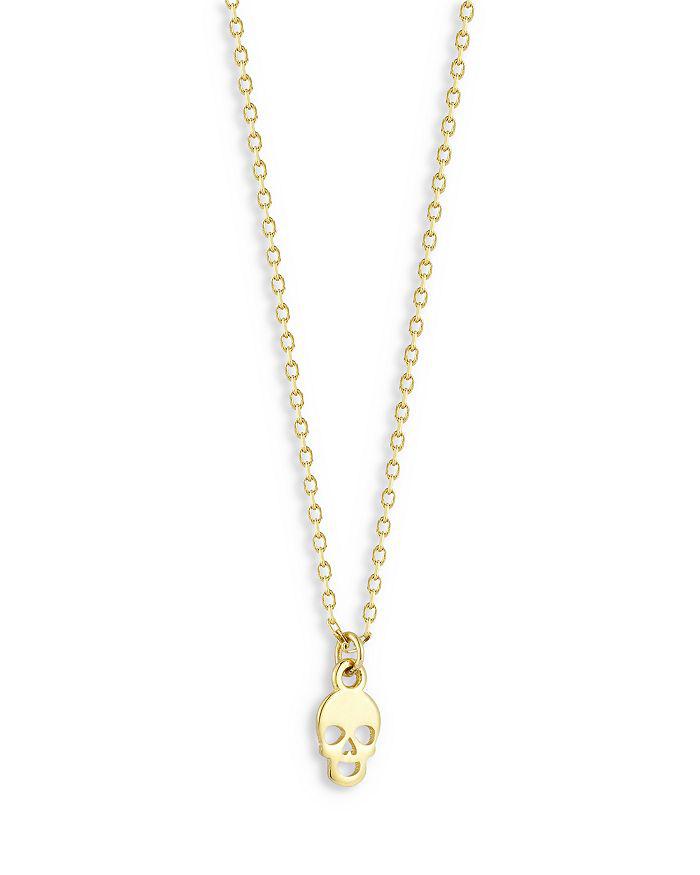 Moon & Meadow 14K Yellow Gold Tiny Skull Pendant Necklace, 16"